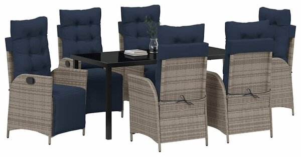 VidaXL Kert étkező szett párnával 7 pcs Szürke és fekete Rattan