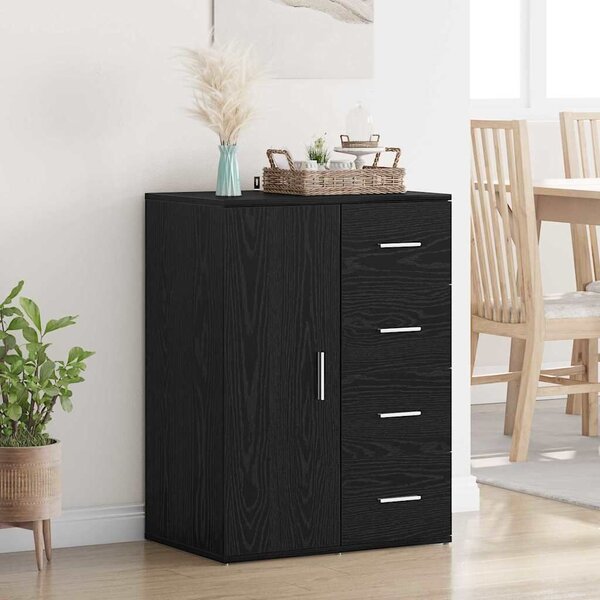 VidaXL Széf fiókkal Fekete tölgy 59 x 39 x 80 cm Faanyag
