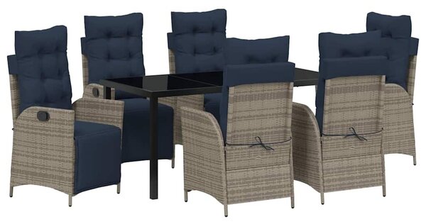 VidaXL Kert étkező szett párnával 7 pcs Szürke és fekete Rattan