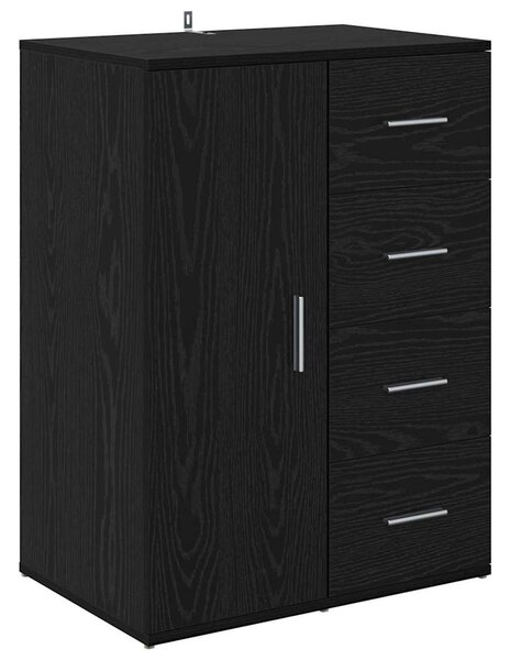 VidaXL Széf fiókkal Fekete tölgy 59 x 39 x 80 cm Faanyag