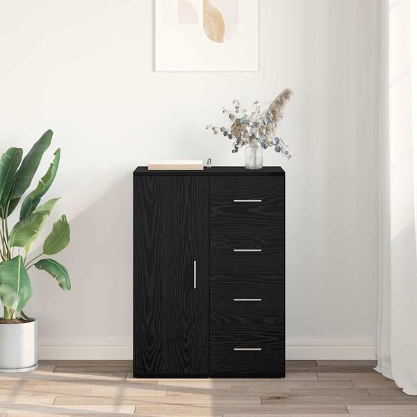 VidaXL Széf fiókkal Fekete tölgy 59 x 39 x 80 cm Faanyag