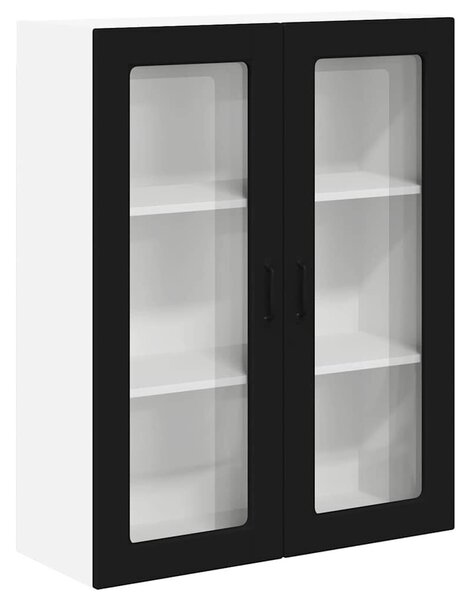 VidaXL Fali konyhaszekrény ajtóval Fekete 80 x 31 x 100 cm Faanyag