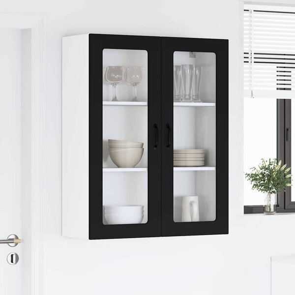 VidaXL Fali konyhaszekrény ajtóval Fekete 80 x 31 x 100 cm Faanyag