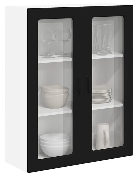 VidaXL Fali konyhaszekrény ajtóval Fekete 80 x 31 x 100 cm Faanyag