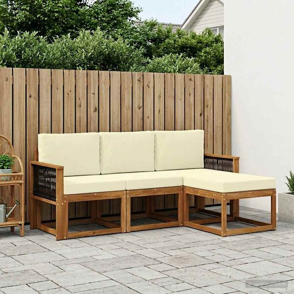 VidaXL Kültéri kanapé szett párnával 4 pcs Természetes és krémszínű