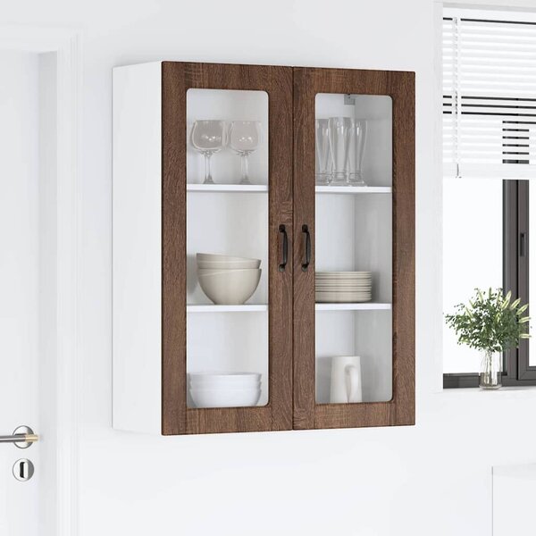 VidaXL Fali üveges szekrény LUCCA Barna Tölgy 80 x 31 x 100 cm