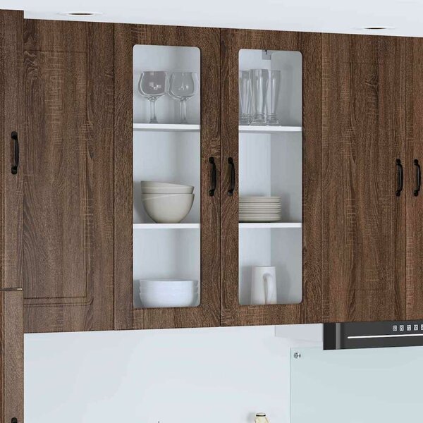 VidaXL Fali üveges szekrény LUCCA Barna Tölgy 80 x 31 x 100 cm