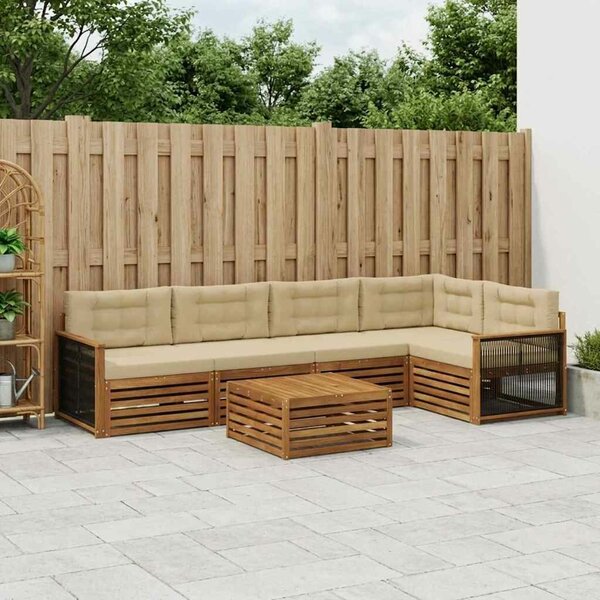 VidaXL Kültéri kanapé szett párnával 6 pcs Természetes és bézs