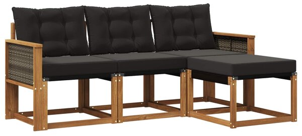 VidaXL Kültéri kanapé szett párnával 4 pcs Természetes és Fekete