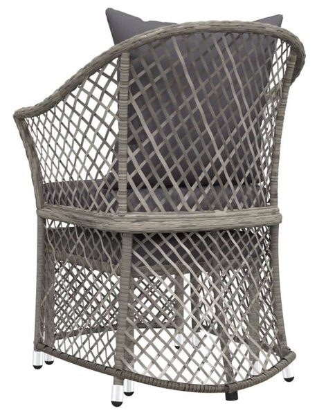 VidaXL Polyrattan Kerti Fotel Lábtartóval - Szürke
