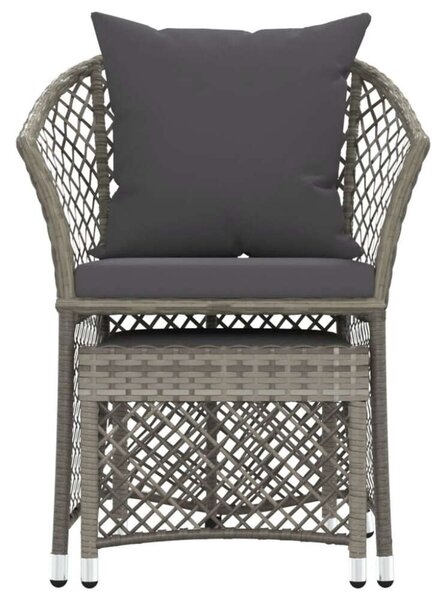VidaXL Polyrattan Kerti Fotel Lábtartóval - Szürke