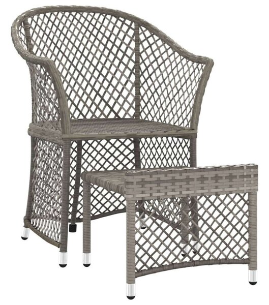 VidaXL Polyrattan Kerti Fotel Lábtartóval - Szürke