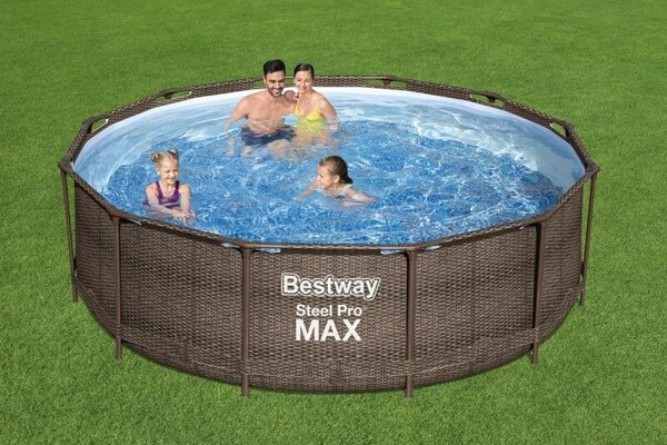 Bestway 56709 14 az 1-ben rattan keretes medence 366x100 fedél létra szivattyú
