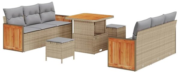 VidaXL Kerti Kanapé Szett 11 pcs Beige és Világosszürke polirattan