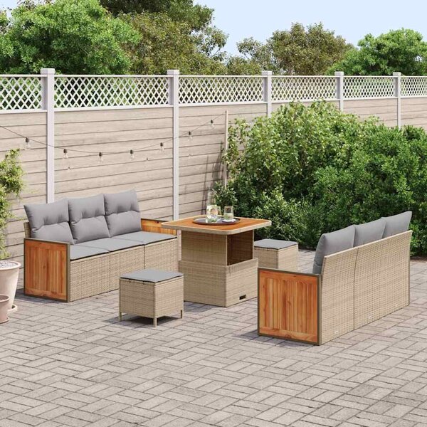 VidaXL Kerti Kanapé Szett 11 pcs Beige és Világosszürke polirattan