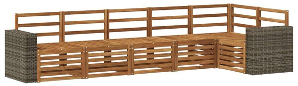 VidaXL Szegmentált kanapé szett 6 pcs Természetes Tömör Akácfa