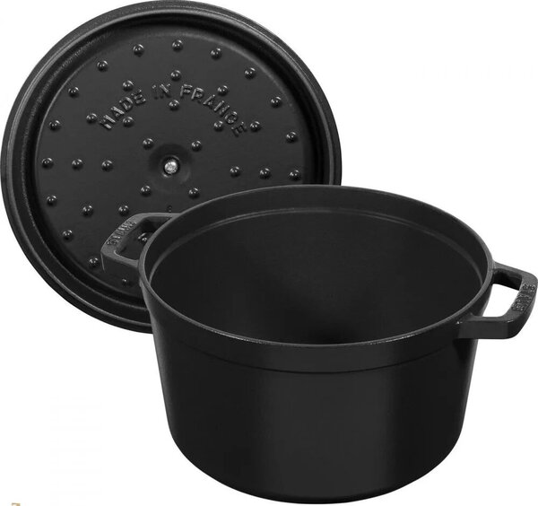 Staub La Cocotte Öntöttvas kerek Főzőedény Párolóval Ø 24cm 3,8L - Fekete