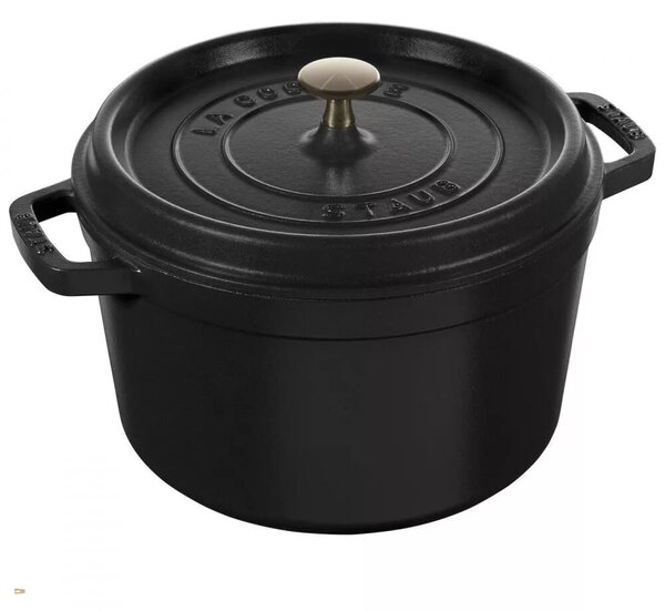 Staub La Cocotte Öntöttvas kerek Főzőedény Párolóval Ø 24cm 3,8L - Fekete