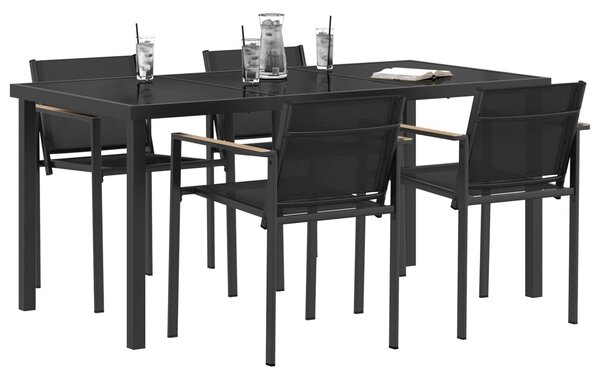 VidaXL Kültéri Bútor Szett 5 pcs Fekete és Antracit Textilén