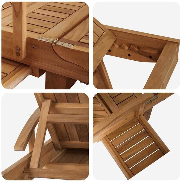 VidaXL Napozóágy párnával Barna 195 x 59 x 78,5 cm Tömör Teakfa