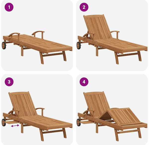 VidaXL Napozóágy párnával Barna 195 x 59 x 78,5 cm Tömör Teakfa