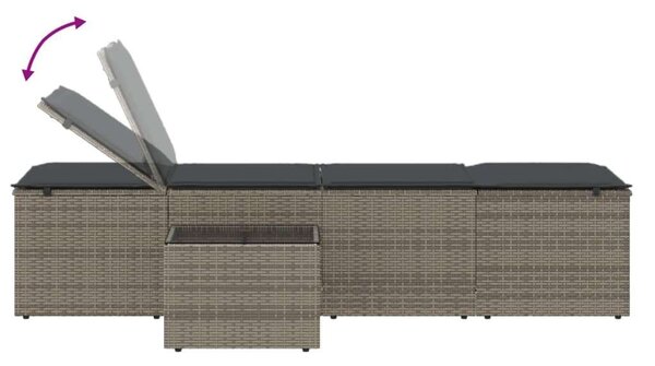 VidaXL - Polyrattan Napozóágy Szett - 2 db - Szürke