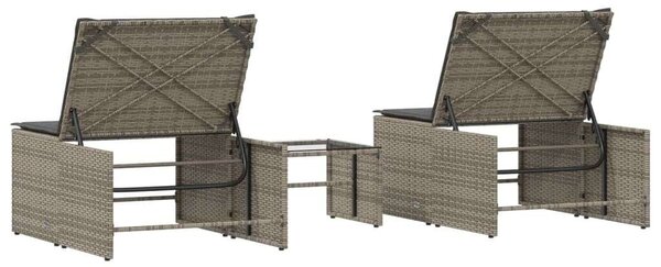 VidaXL - Polyrattan Napozóágy Szett - 2 db - Szürke