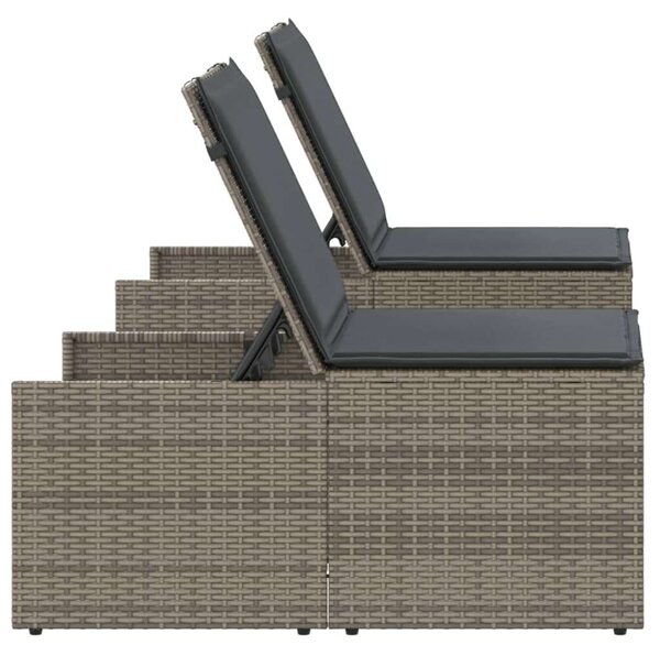 VidaXL - Polyrattan Napozóágy Szett - 2 db - Szürke