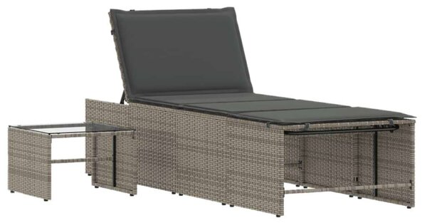VidaXL - Polyrattan Napozóágy Szett - 2 db - Szürke