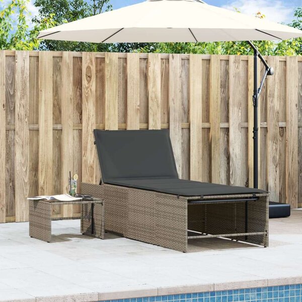 VidaXL - Polyrattan Napozóágy Szett - 2 db - Szürke
