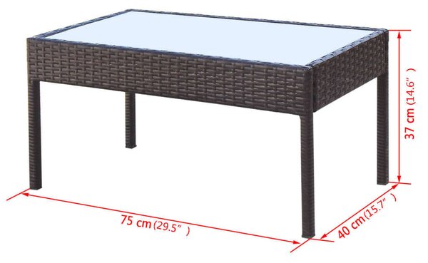 Polyrattan Kerti Bútorszett - 4 részes - Barna