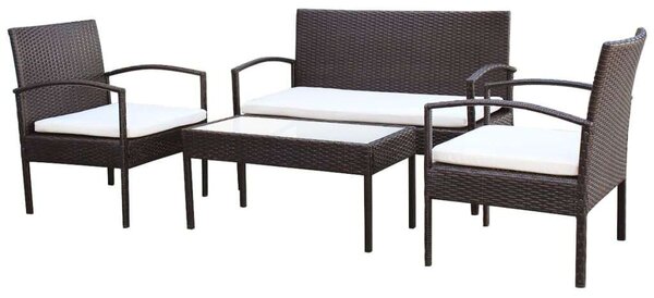 Polyrattan Kerti Bútorszett - 4 részes - Barna