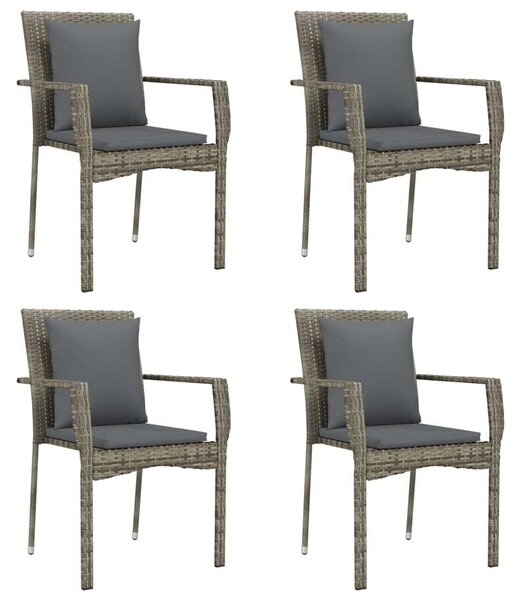 Polyrattan Kerti Étkezőgarnitúra - 5 részes - Szürke