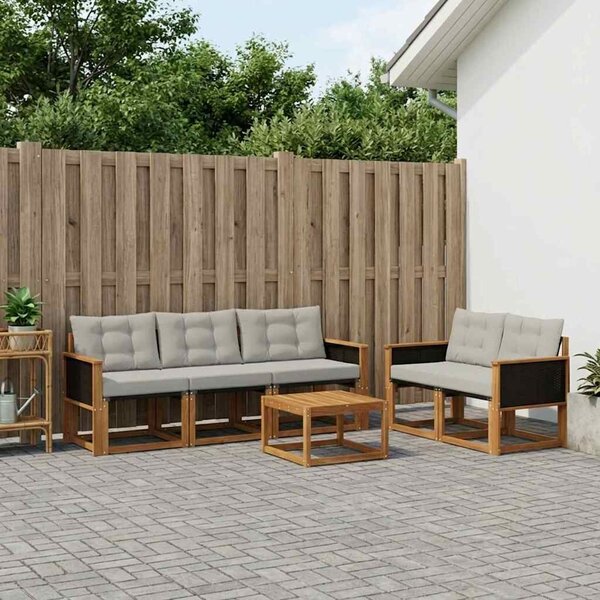 VidaXL Kültéri kanapé szett 7 pcs Természetes és Világosszürke