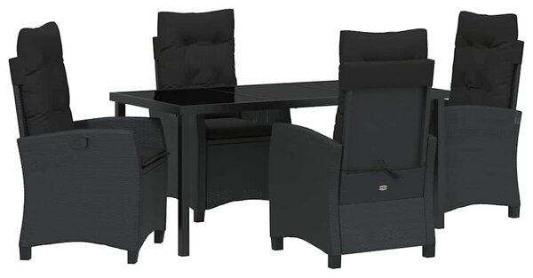 VidaXL Kert étkező szett 5 pcs Fekete polirattan