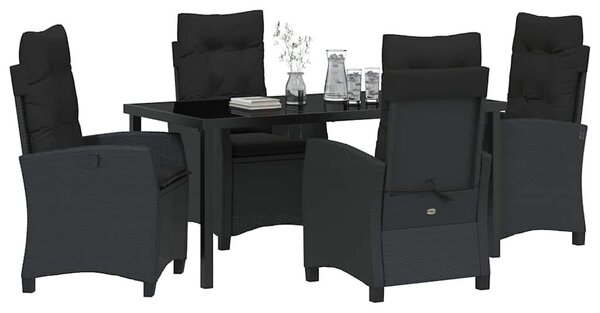 VidaXL Kert étkező szett 5 pcs Fekete polirattan
