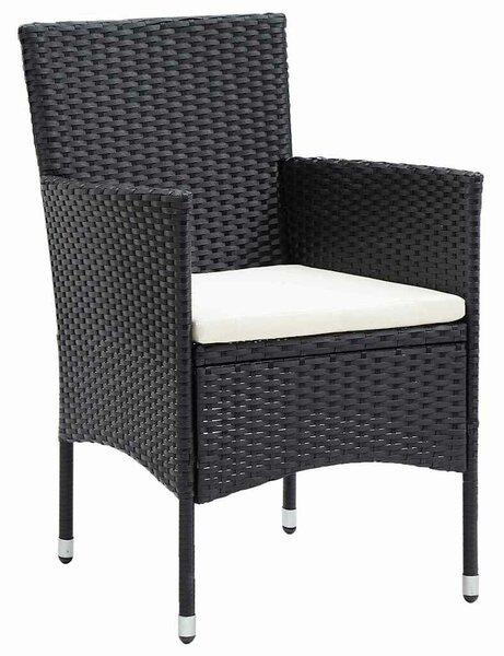 VidaXL Kert étkező szett párnával 5 pcs Fekete Poli rattan