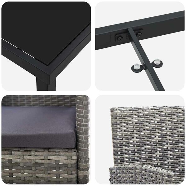 VidaXL Kert étkező szett párnával 7 pcs Szürke polirattan