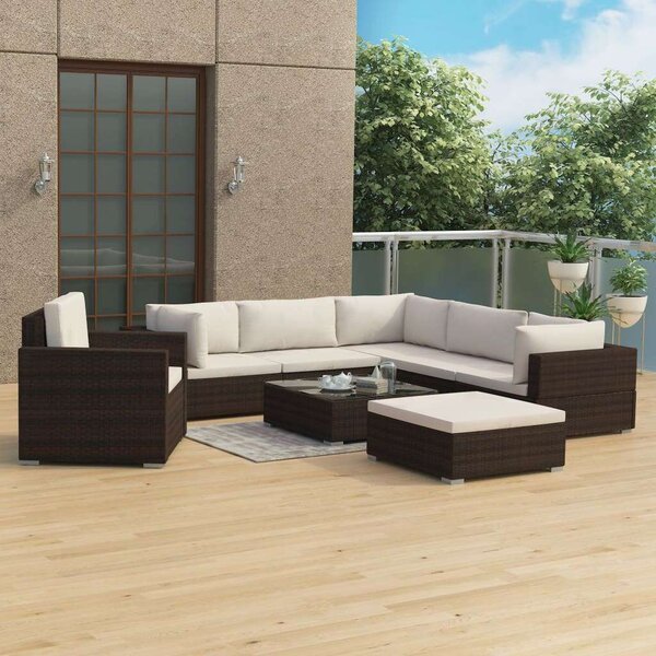 VidaXL Polyrattan Kerti Bútorszett - 8 részes - Barna