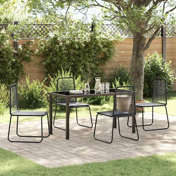 VidaXL Kert étkező szett 5 pcs Fekete Porszórt acél