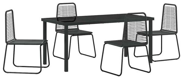 VidaXL Kert étkező szett 5 pcs Fekete Porszórt acél