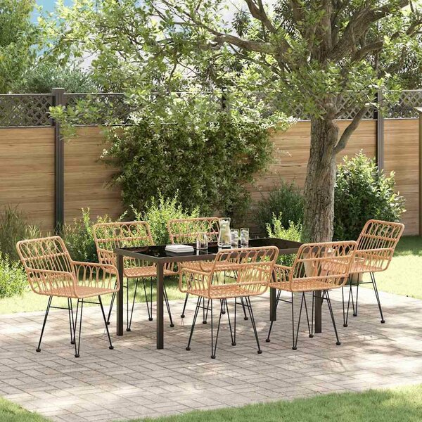 VidaXL Kert étkező szett 7 pcs Barna Poli rattan