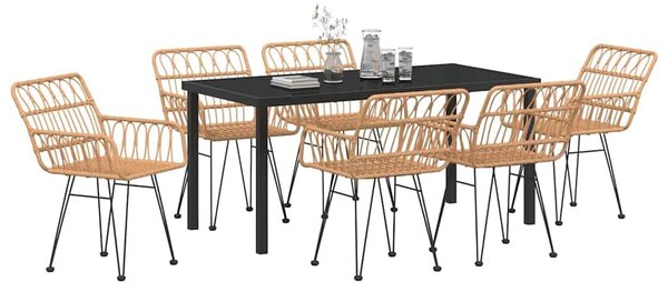 VidaXL Kert étkező szett 7 pcs Barna Poli rattan