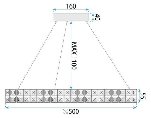 LED lámpa MS005-CP 50cm CHROME
