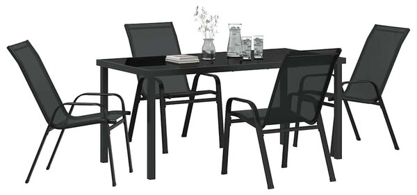 VidaXL Kert étkező szett 5 pcs Fekete Porfestett acél