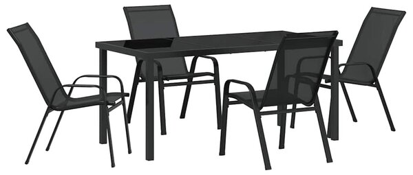 VidaXL Kert étkező szett 5 pcs Fekete Porfestett acél
