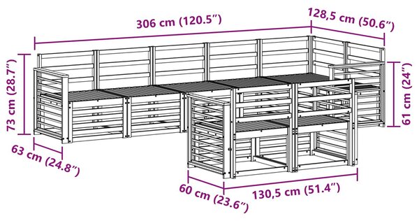 VidaXL Ülőgarnitúrák 8 pcs Természetes Tömör Akácfa