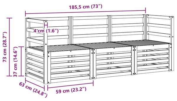 VidaXL Ülőgarnitúrák 3 pcs Természetes Tömör Akácfa