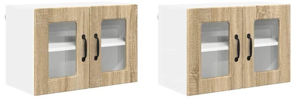 VidaXL Fali üveges szekrény PORTO 2 pcs Sonoma tölgy 60 x 31 x 40 cm
