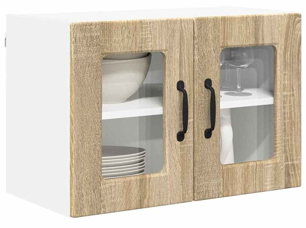 VidaXL Fali üveges szekrény PORTO 2 pcs Sonoma tölgy 60 x 31 x 40 cm